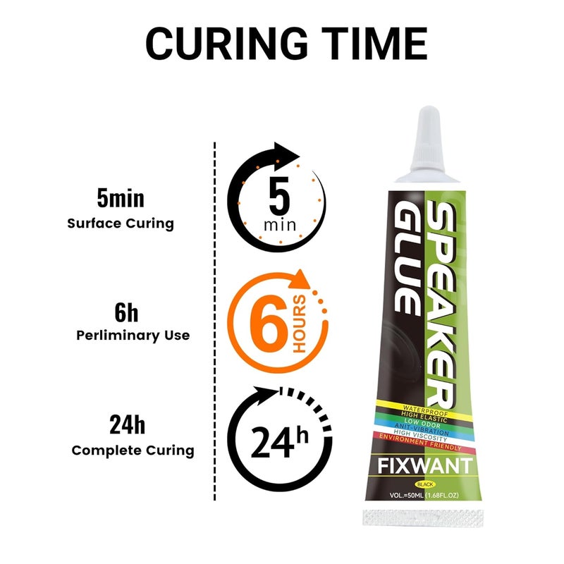 FIXWANT Loud Speaker Repair Glue Foam Side Dust Cap Rubber Edge Cone Basin Strong Adhesive 50ML/1.68 fl.oz (2) - Image 3